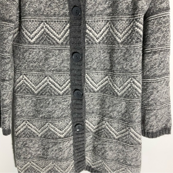 Maryline Italian Made Wool Blend Grey & White Tunic Length Button-Up Sweater LG - Picture 7 of 16